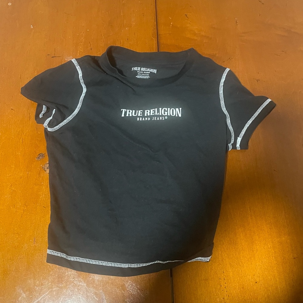 True Religion Black Tee with White Stitching